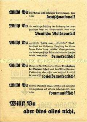Propagandaflugblatt der NSDAP zur Reichstagswahl 1928