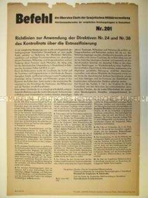 Maueranschlag mit dem Befehl der Sowjetischen Militärverwaltung Nr. 201
