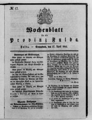 Nr. 17, Ausgabe vom 27. April 1844