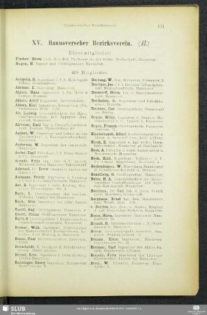 XV. Hannoverscher Bezirksverein.