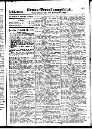 1725. Ausgabe. Mittwoch, 28. November 1917