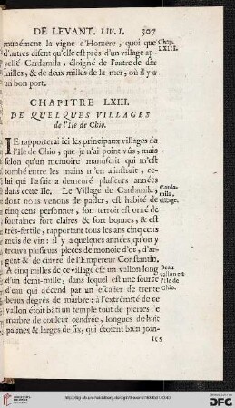 Chapitre LXIII: De quelques villages de l'ile de Chio