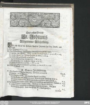 Des ersten Briefs St. Johannis Allgemeine Abtheilung.