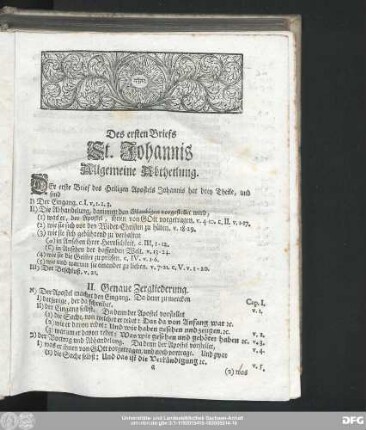 Des ersten Briefs St. Johannis Allgemeine Abtheilung.