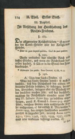 III. Kapitel. In Ansehung der Handhabung des Reichs-Friedens