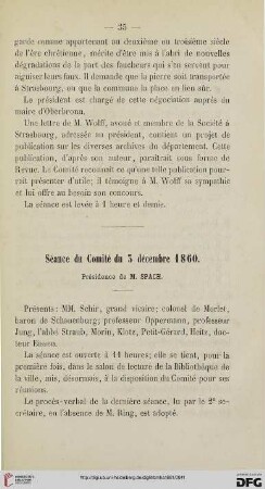 Séance du Comité du 3 décembre 1860