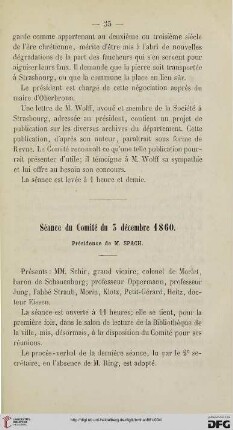 Séance du Comité du 3 décembre 1860