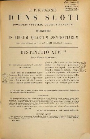 Joannis Duns Scoti doctoris subtilis, Ordinis Minorum opera omnia : iuxta ed. Waddingi XII tomos continentem a patribus Franciscanis de observantia accurate recognita, 18