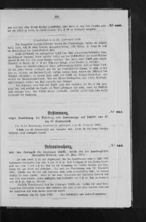 Bekanntmachung, betr. das Lootsgeld für diejenigen Schiffe, welche sich der hamburgischen Seelootsen bedienen, vom 18. Juni 1863.