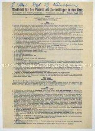 Merkblatt für Freiwillige der Wehrmacht