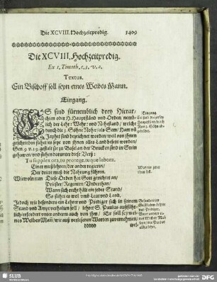 Die XCVIII. Hochzeitpredig. Ex 1.Timoth.c.3.v.2