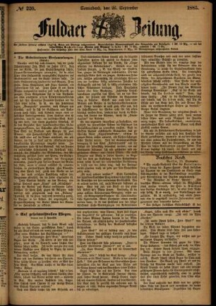 Ausgabe vom Samstag, den 26. September 1885.