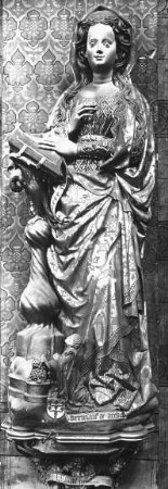 Köln, St. Kunibert, Verkündigungsgruppe an westl. Pfeilern d. Chorgevierts, Maria, Konrad Kuyn