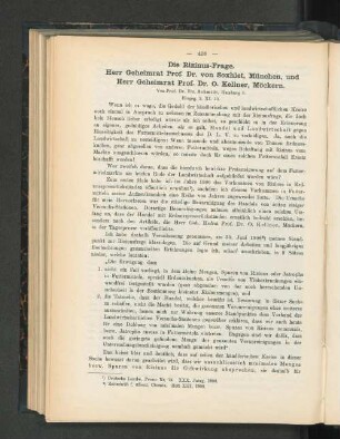 Die Rizinus-Frage, Herr Geheimrat Prof. Dr. von Soxhlet, München, und Herr Geheimrat Prof. Dr. O. Kellner, Möckern.