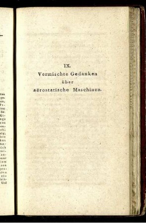 IX. Vermischte Gedanken über aërostatische Maschinen.
