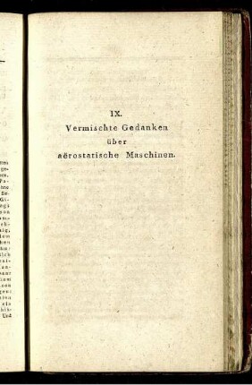 IX. Vermischte Gedanken über aërostatische Maschinen.