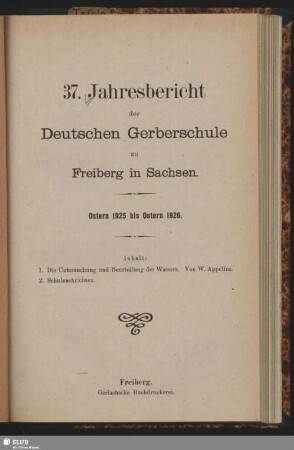 37.1925/26(1926): Jahresbericht der Deutschen Gerberschule zu Freiberg in Sachsen
