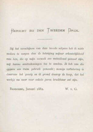 Bericht bij den tweeden druk