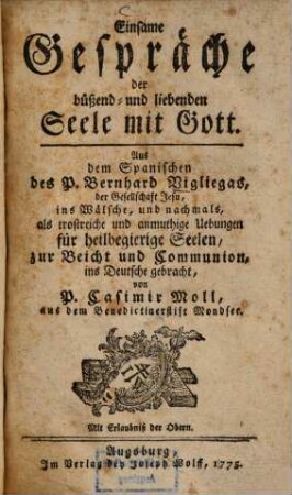 Einsame Gespräche der büßend- und liebenden Seele mit Gott