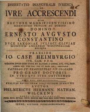 Dissertatio Inavgvralis Ivridica De Ivre Accrescendi