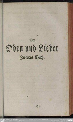 Der Oden und Lieder Zweytes Buch
