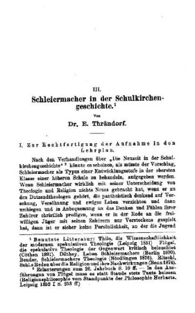 Schleiermacher in der Schulkirchengeschichte