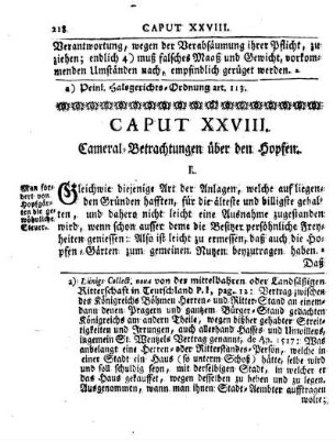 Cap. XXVIII. Cameral-Betrachtungen über den Hopfen.