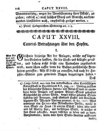 Cap. XXVIII. Cameral-Betrachtungen über den Hopfen.
