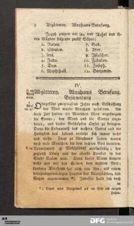 IV. Abgötterey. Abrahams Berufung. Beschneidung.