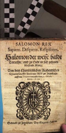 Salomon Rex sapiens, desipiens, resipiscens : [Periocha]