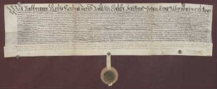 Gültbrief des Mathis Koch und seiner Frau Anna gegen die Amtskellerei zu Durlach, unter Verpfändung von Gütern zu Berghausen