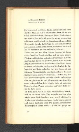 An Karoline Herder Wandsbeck, den 24. September 1773