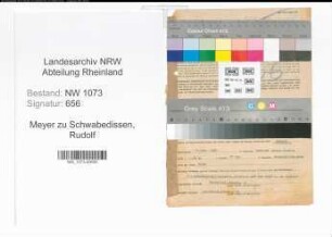 Entnazifizierung Rudolf Meyer zu Schwabedissen , geb. 11.11.1889 (Landgerichtsdirektor)