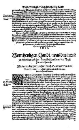Beschreibung der Reyß ins heylig Land / Daniel Ecklins von Arow