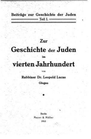 Zur Geschichte der Juden im vierten Jahrhundert
