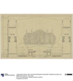 Wien, Zimmereinrichtungen für David Berl. Schlafzimmer, Aufriss der Bettenwand