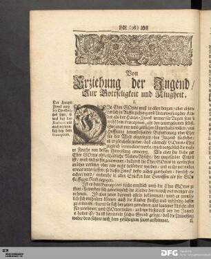 Von der Erziehung der Tugend/ Zur Gottseligkeit und Klugheit