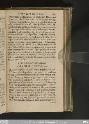 Epist. LXXV. Antverpiam. Carolo Cottae, Suo.