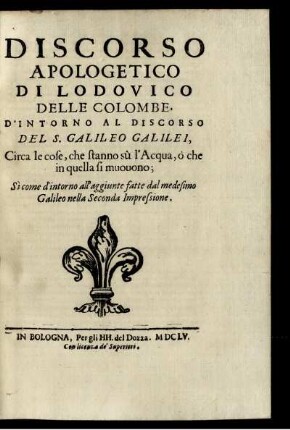 Discorso Apologetico Di Lodouico Delle Colombe.