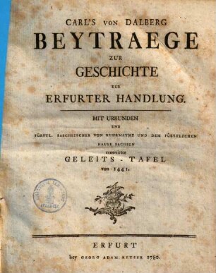 Beyträge zur Geschichte der Erfurter Handlung : Mit Urkunden ...