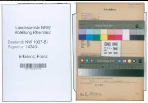 Entnazifizierung Franz Erkelenz , geb. 26.10.1884 (Lagerverwalter)