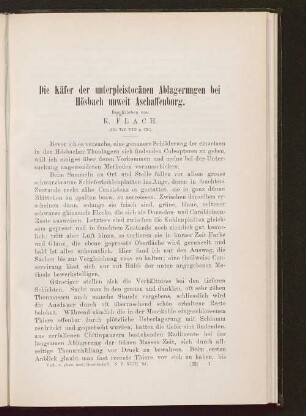 Die Käfer der unterpleistocänen Ablagerungen bei Hösbach unweit Aschaffenburg