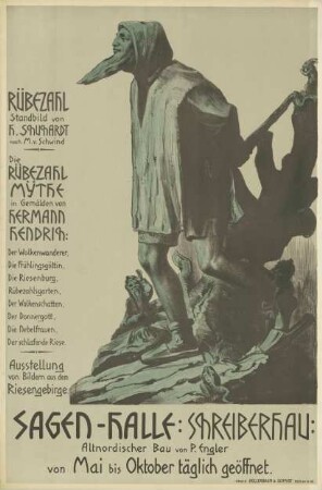 Rübezahl Standbild von H. Schuchardt nach Moritz von Schwind. Die Rübezahl Mythe in Gemälden von Hermann Hendrich Sagenhalle Schreiberhau