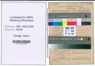 Entnazifizierung Hans Dungs , geb. 08.08.1898 (Zugfuehrer)