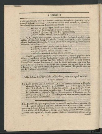 Cap. XXV. de Narcoticis quibusdam, quorum apud Veteres mentio occurrit