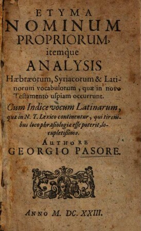 Etyma nominum propriorum