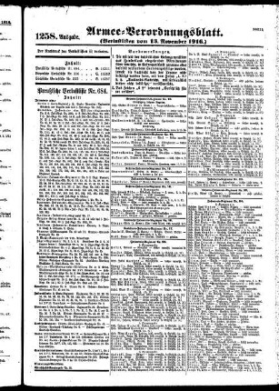 1258. Ausgabe. Montag, 13. November 1916