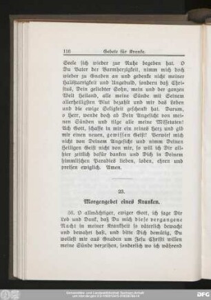 23. Morgengebet eines Kranken.