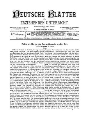 Fichte als Herold des Deutschtums in großer Zeit : (Schluß)