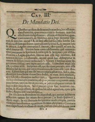 Cap. III. De Mandatis Dei.